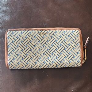 Cole Haan Blue and Tan Patterned Wallet